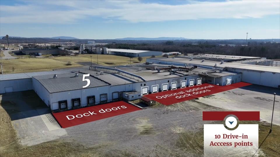 Aerial view of dock doors and 10 drive-in access points at 656 Interstate Drive